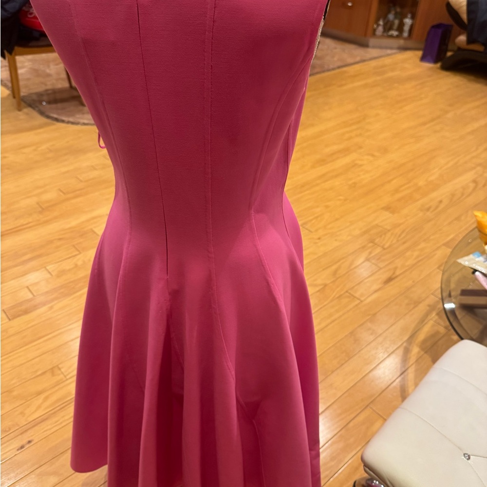 Women's  Oscar deLarenta Sleeveless Pink Fit-and-Flare Dress - Picture 3 of 7